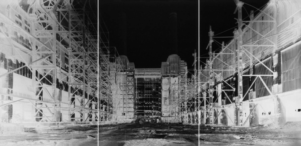 Vera Lutter Battersea Power Station, II, July 3, 2004 Centrale elettrica di Battersea, II, 3 luglio, 2004                               Unique silver gelatin print 192 x 427 cm  © Vera Lutter, Courtesy of the artist , New York 