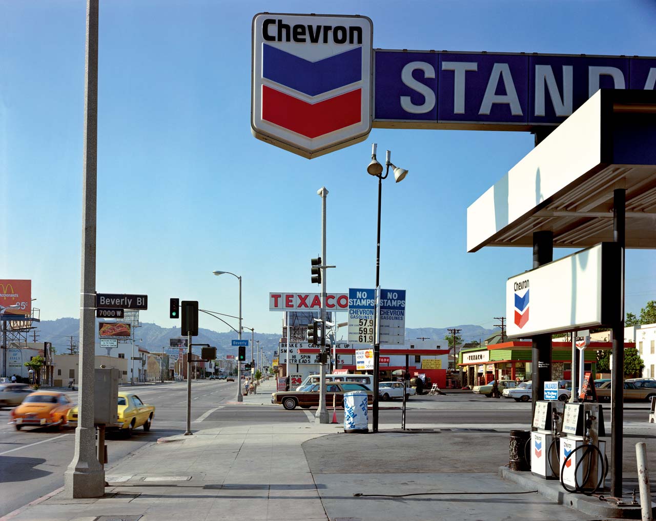 Beverly Boulevard at La Brea Avenue, Los Angeles, California,21 June 1975. From the Uncommon Places series. © Stephen Shore. Courtesy 303 Gallery, New York.