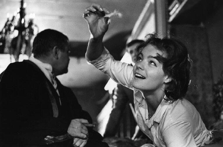 From left to right: Orson Welles, Anthony Perkins and Romy Schneider. Paris, France, 1962  © Nicolas Tikhomiroff / Magnum Photos 