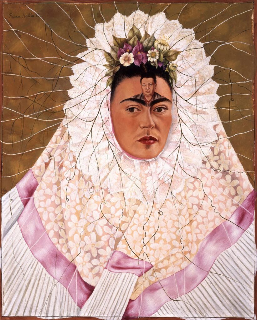 Frida Kahlo: Diego on My Mind (Self-portrait as Tehuana), 1943 Oil on canvas, 76 x 61 cm The Jacques and Natasha Gelman Collection of 20th Century Mexican Art and the Vergel Foundation © Banco de México Diego Rivera Frida Kahlo Museums Trust Mexico, D.F. / By SIAE 2023