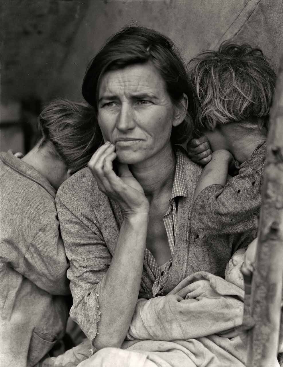 Dorothea Lange Destitute pea pickers in California. Mother of seven children. Age thirty-two. Nipomo, California, 1936 The New York Public Library | Library of Congress Prints and Photographs Division Washington