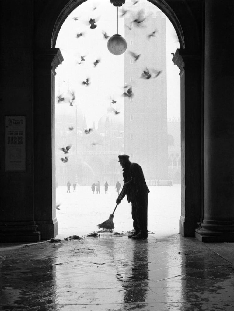 Colombi e neve, 1960 © Gustavo Millozzi