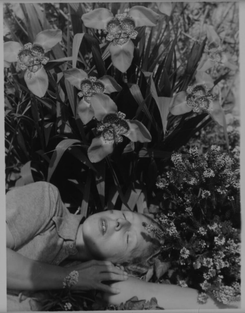 Claude Cahun Autoportrait aux orchidées, 1939. Fotografia, stampa alla gelatina d’argento su carta Velox Photograph, gelatin silver print on Velox paper 10,2 × 7,8 cm Courtesy Private Collection Alberta Pane / Patrice Garnier. All rights reserved